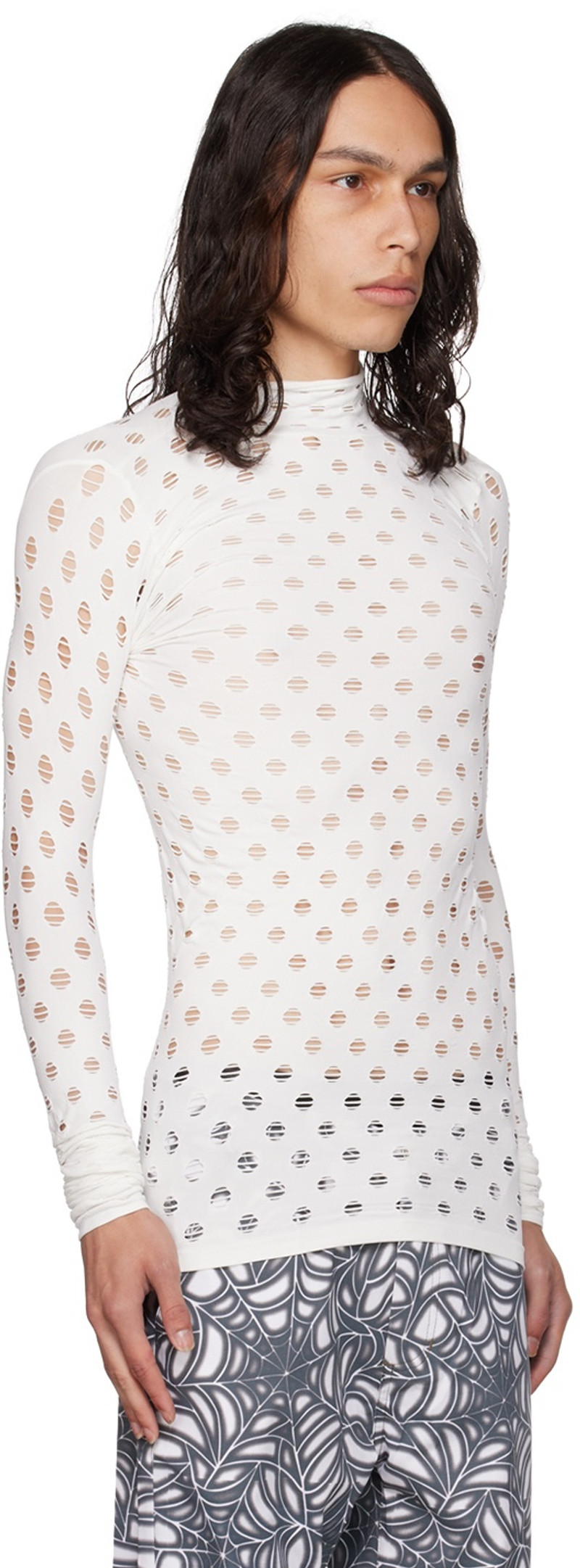 MAISIE WILEN White Perforated Turtleneck outlook