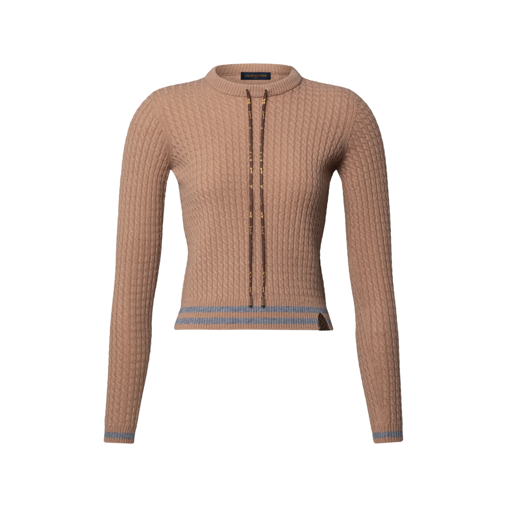 Varsity Stripe Cable Knit Pullover - 1