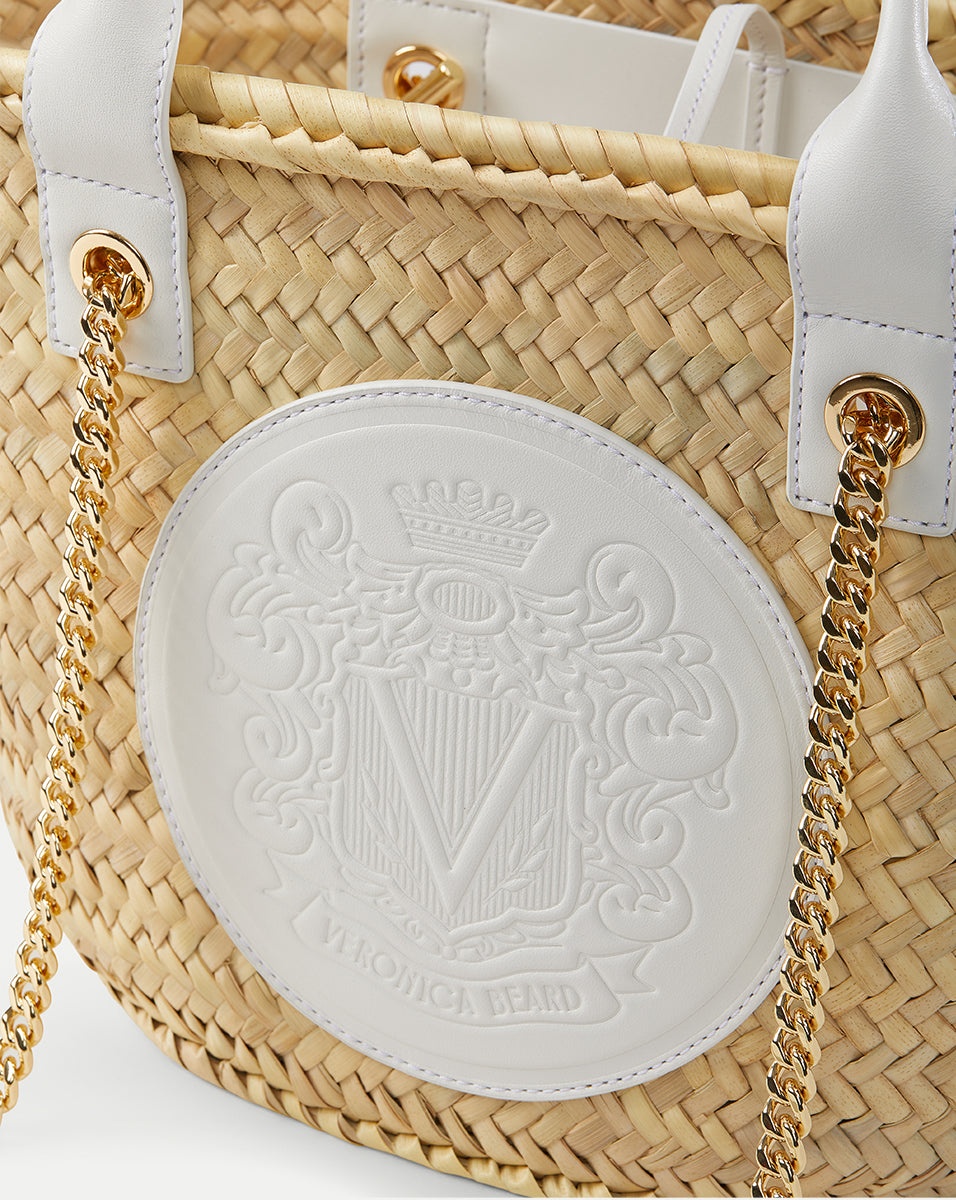 SMALL RAFFIA CREST MARKET TOTE - 3