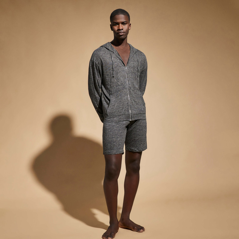 Vilebrequin Unisex Linen Full Zip Hooded Sweatshirt Solid outlook