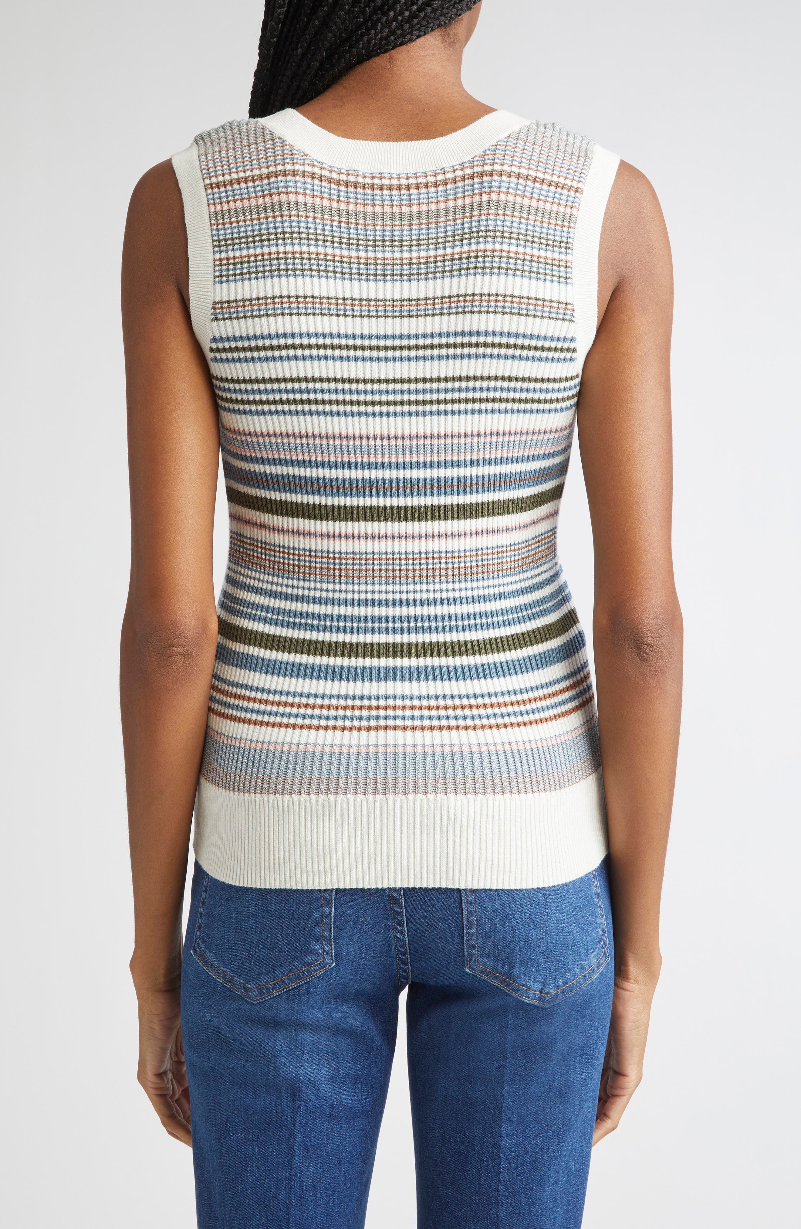 Veronica Beard Ezinna Rib Tank in Dove Multi at Nordstrom - 2