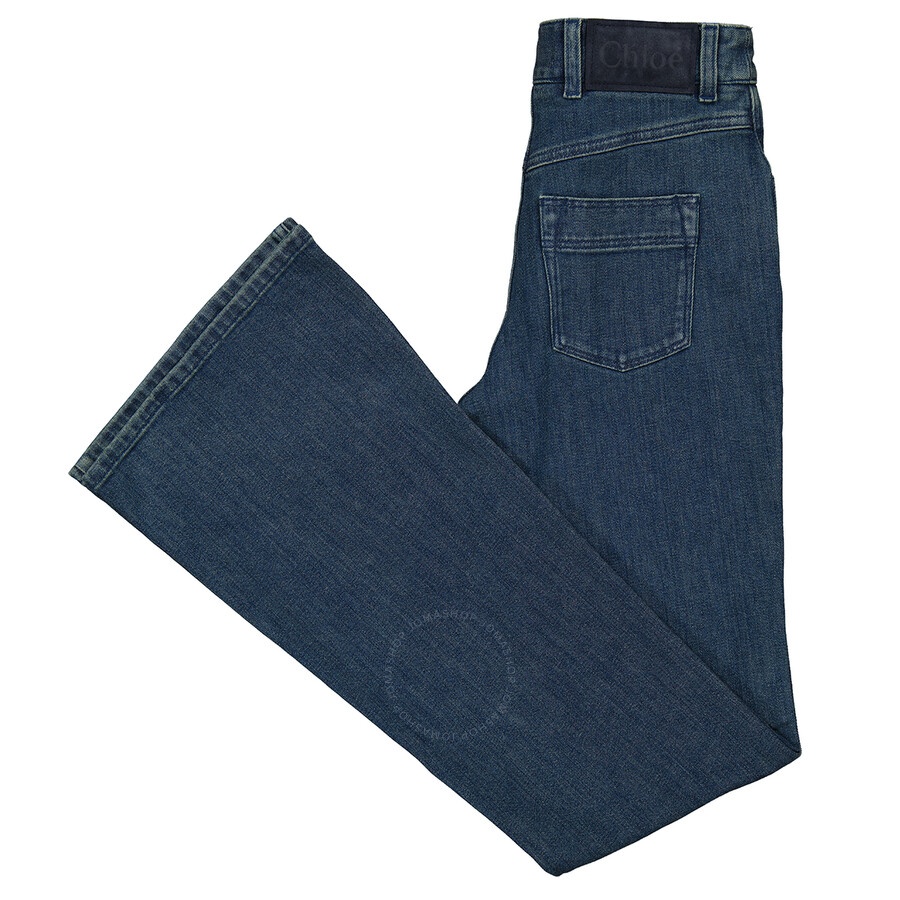 Chloe Ladies Dusky Blue Denim Flare Jeans - 7