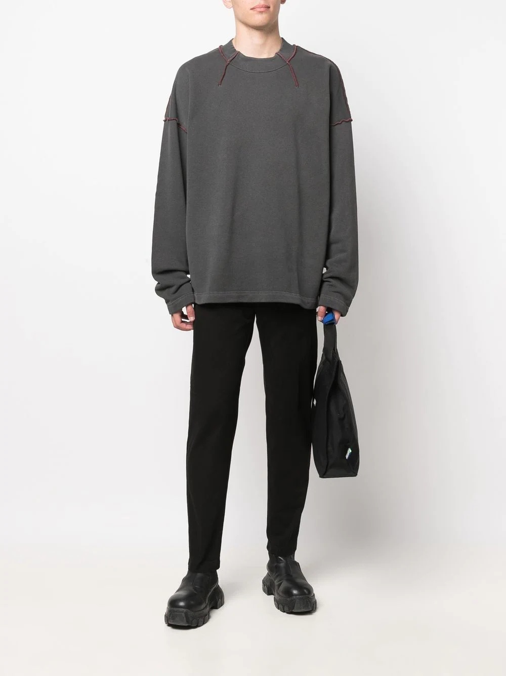 contrast-stitching cotton sweatshirt - 2