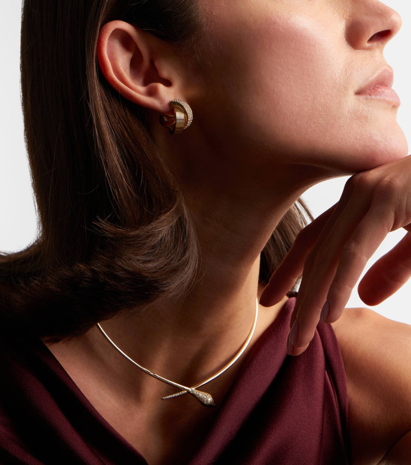 SYDNEY EVAN Tri-Link 14kt gold hoop earrings with diamonds outlook