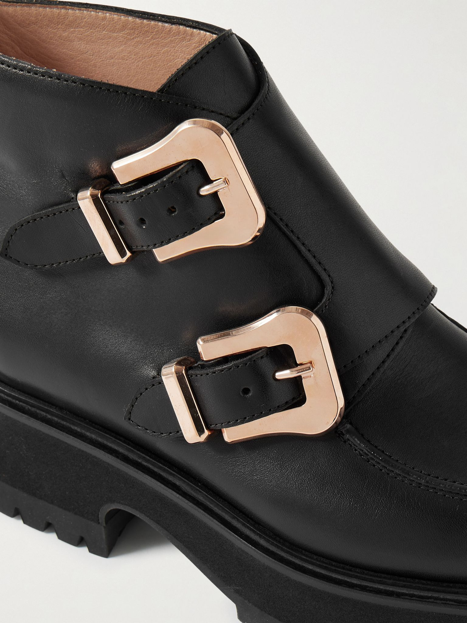 Apollo buckled leather ankle boots Black - 4