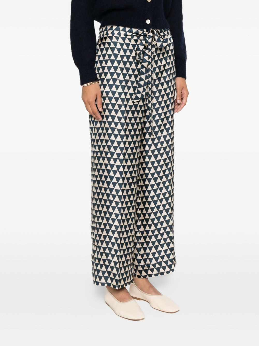 triangle-pattern silk trousers - 3