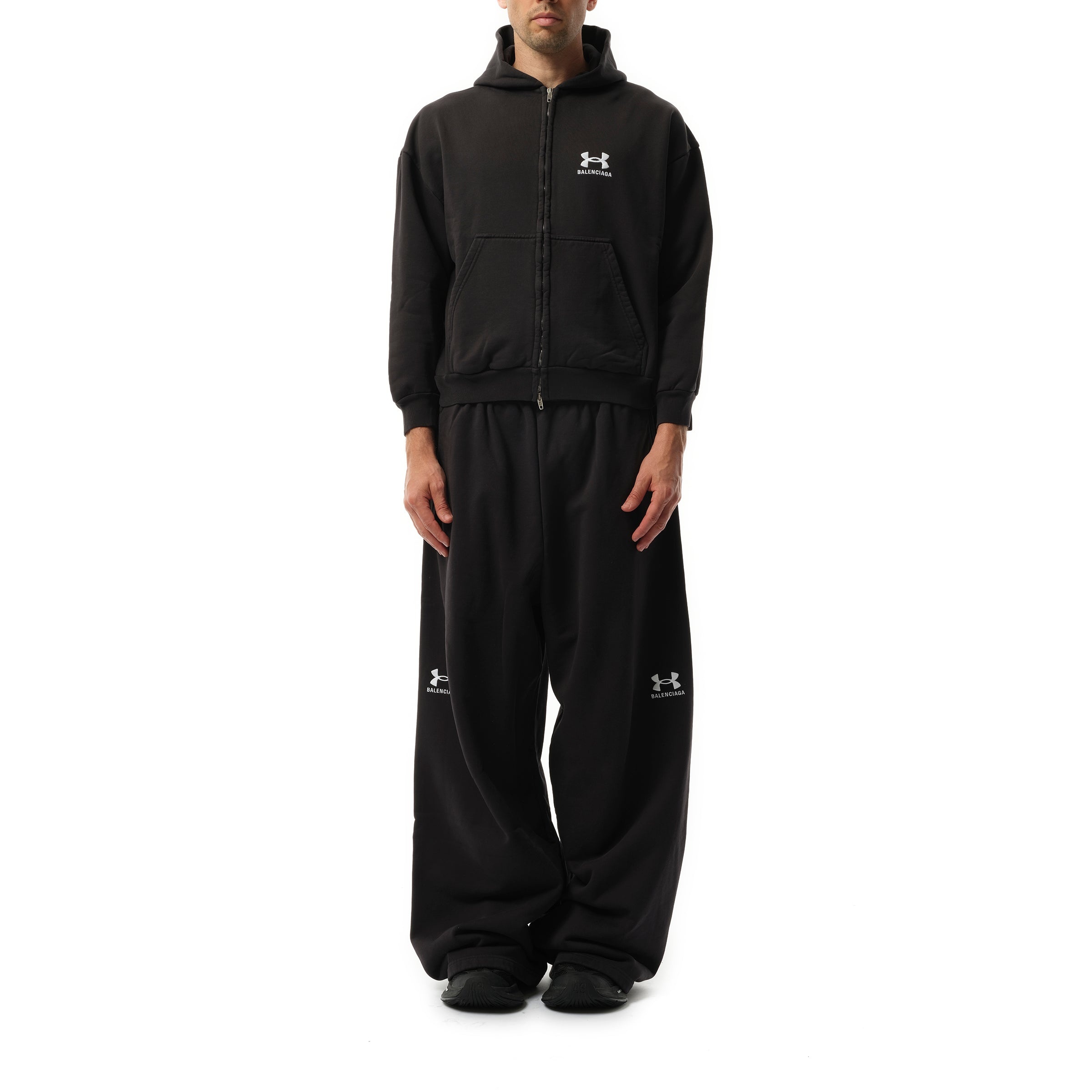Under Armour Zip-Up Hoodie in Washed Black/White - 4