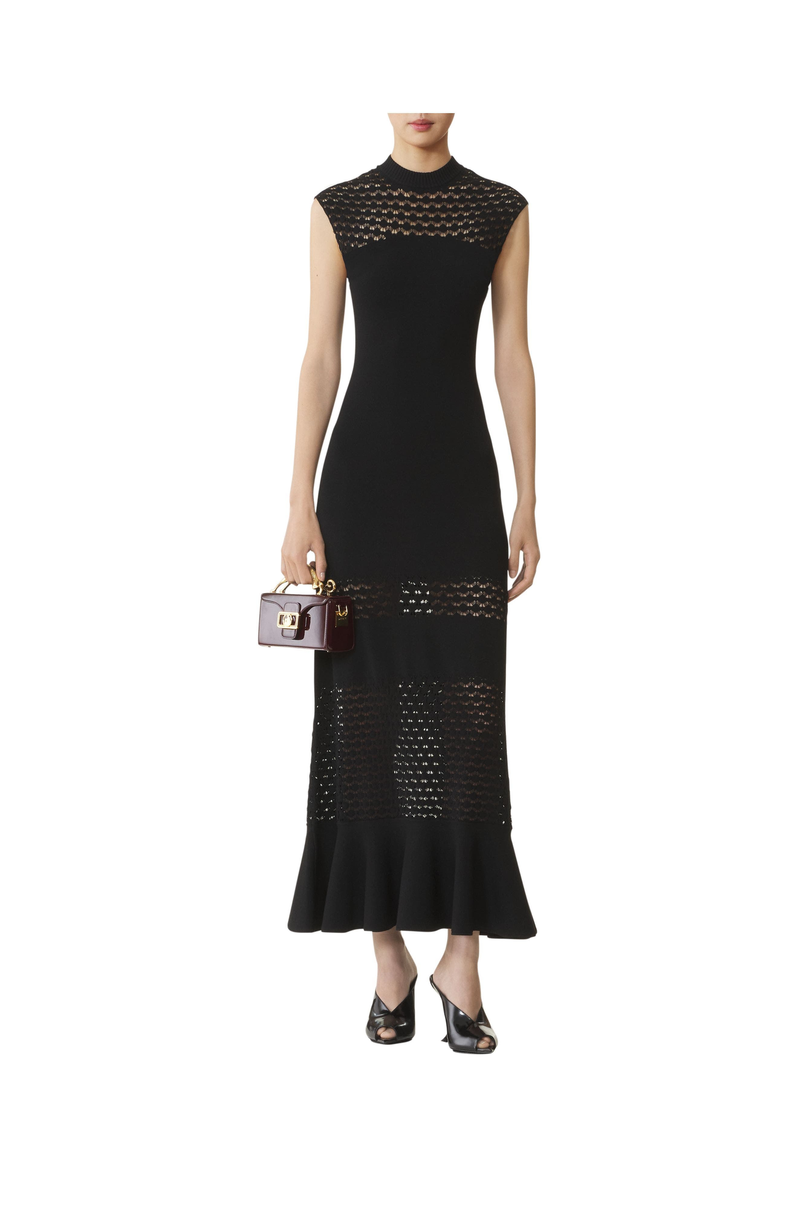 Lanvin Lace Detail Dress In Viscose in Black at Nordstrom - 2