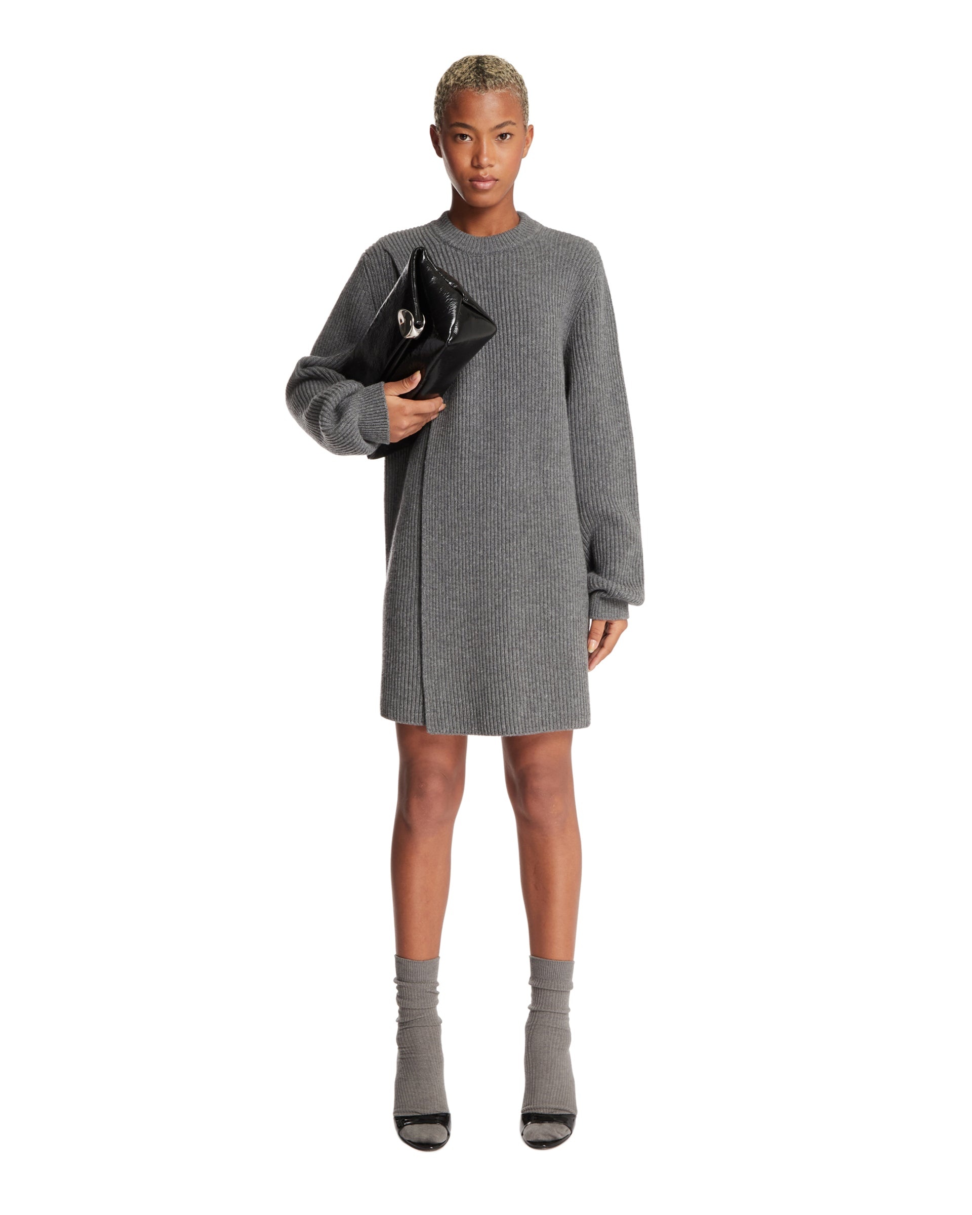 Gray Wool Mini Dress - 2
