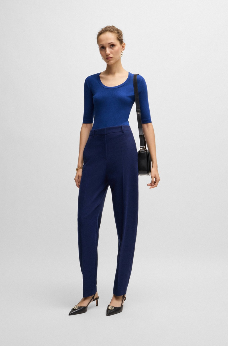 BOSS SCOOP-NECK TOP IN WOOL AND COTTON outlook