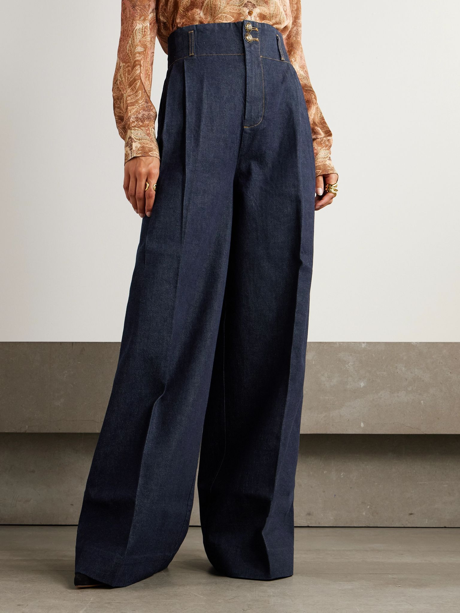 Hypnotic pleated wide-leg jeans Dark denim - 3
