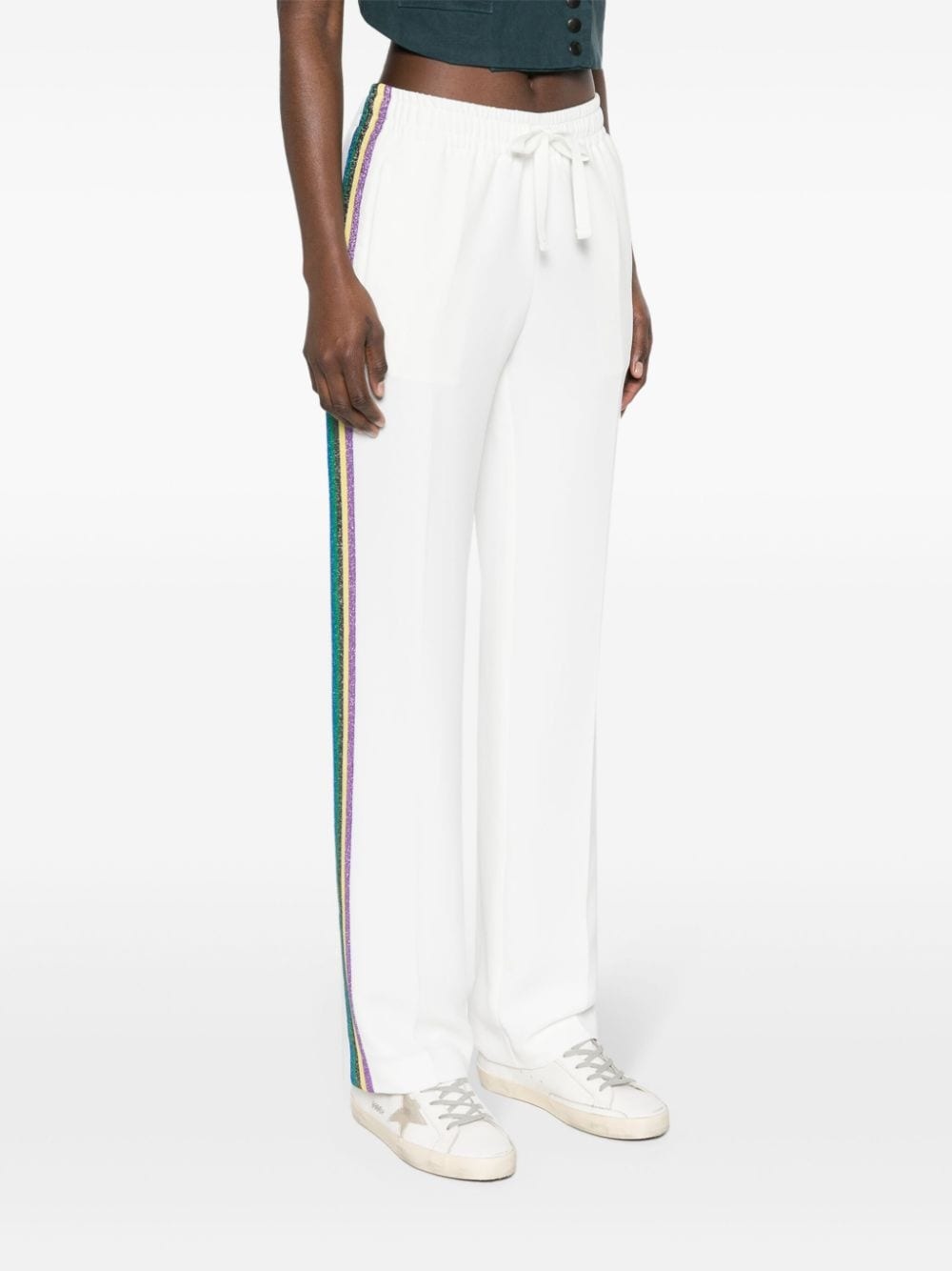 Pomy stripe-detail crepe trousers - 3