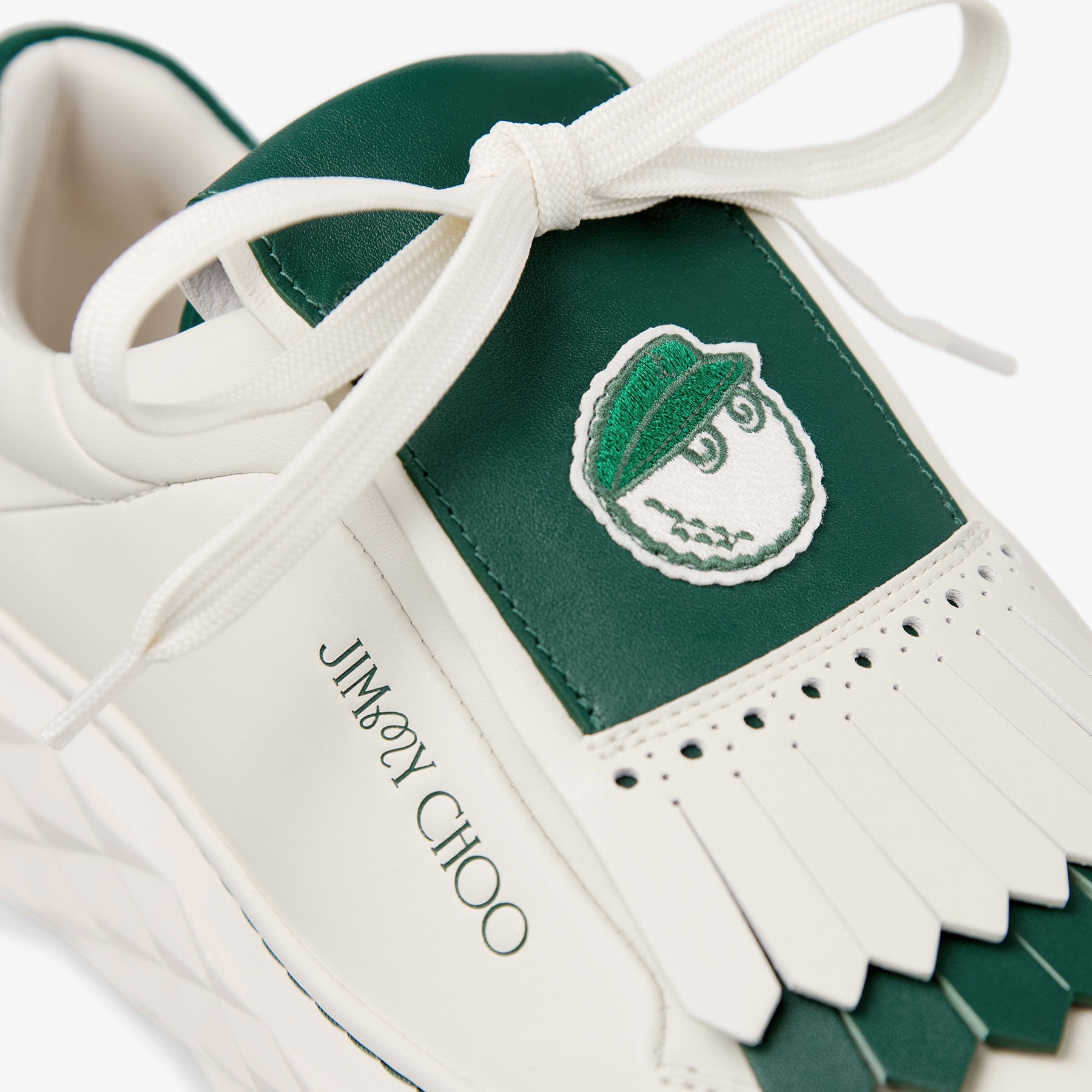 Jimmy Choo / Malbon 2.0 Diamond F 
Women's Latte Leather and Malbon Green Trainers with Detachable K - 4