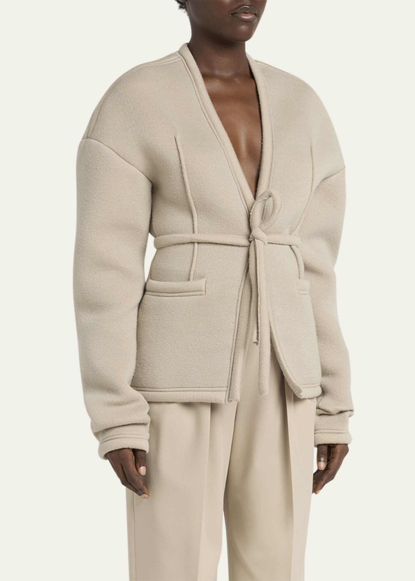 Cocoon Belted Cashmere Jacket - 4