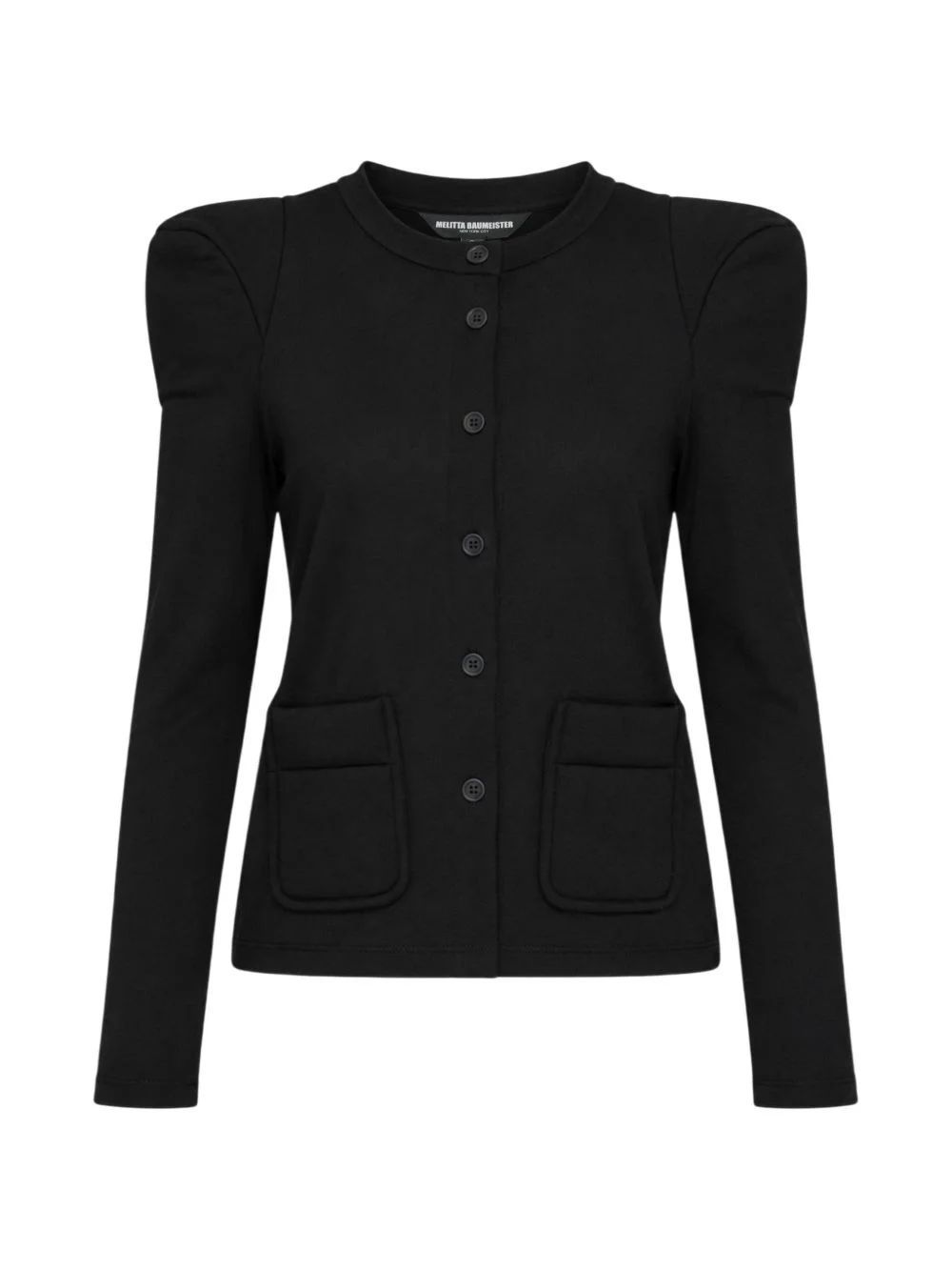 puff-shoulder button-up cardigan - 1