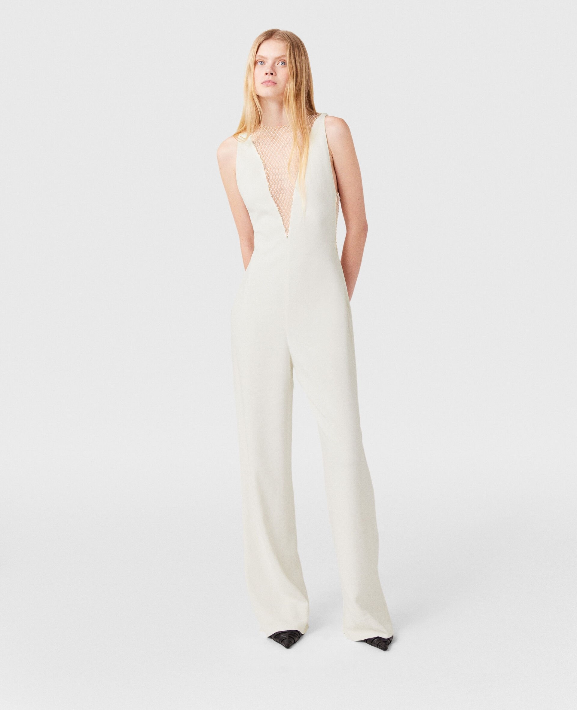 Crystal Mesh Deep V Jumpsuit - 6