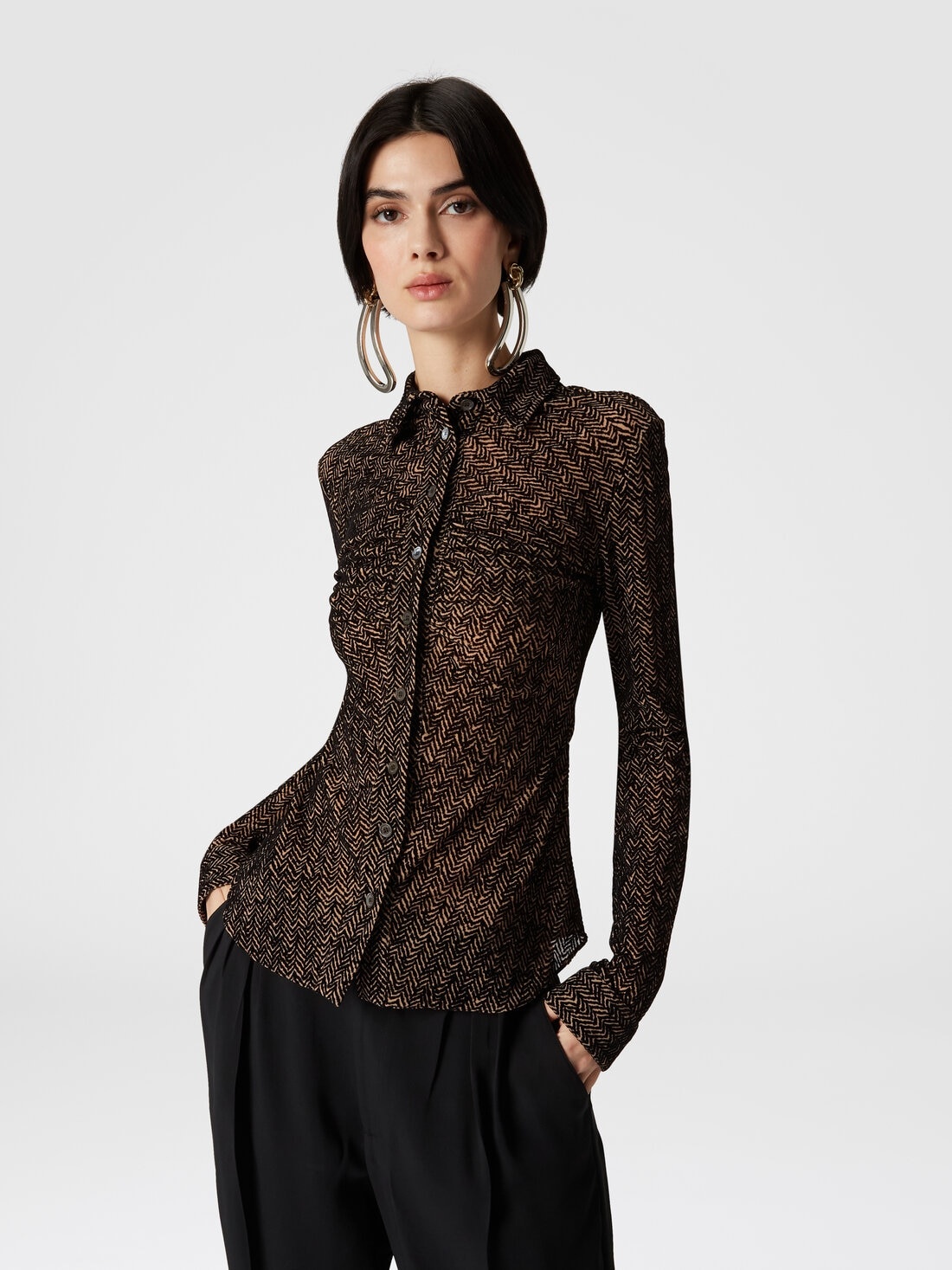 Zig zag tulle shirt with gathering - 4