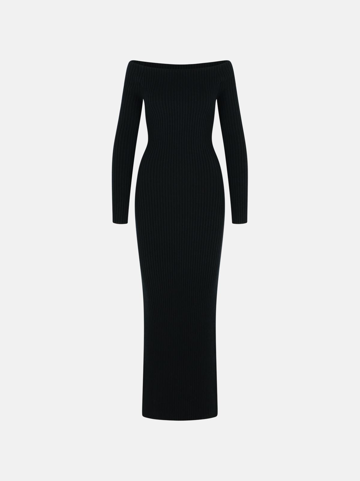 'ARNES 1234' SHEATH DRESS IN BLACK WOOL AND CACHEMIRE - 1