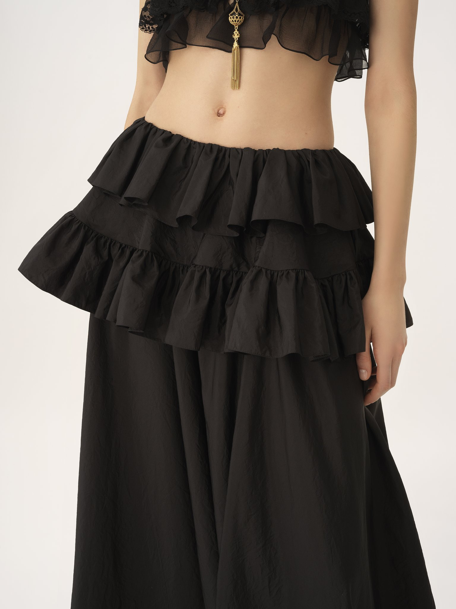TIERED MAXI SKIRT IN WASHED SILK TAFFETA - 8
