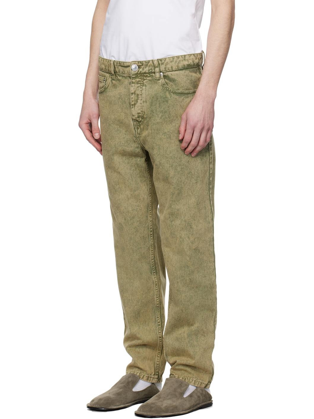 Green Cotton Tapered Fit Jeans - 4