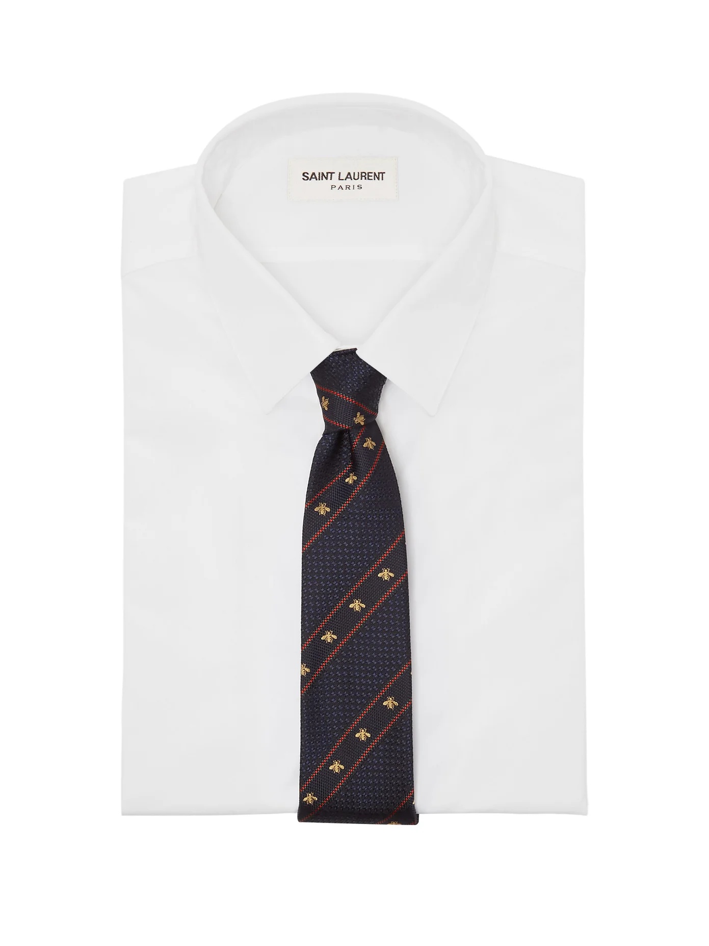 Bee & Web-striped silk tie - 2