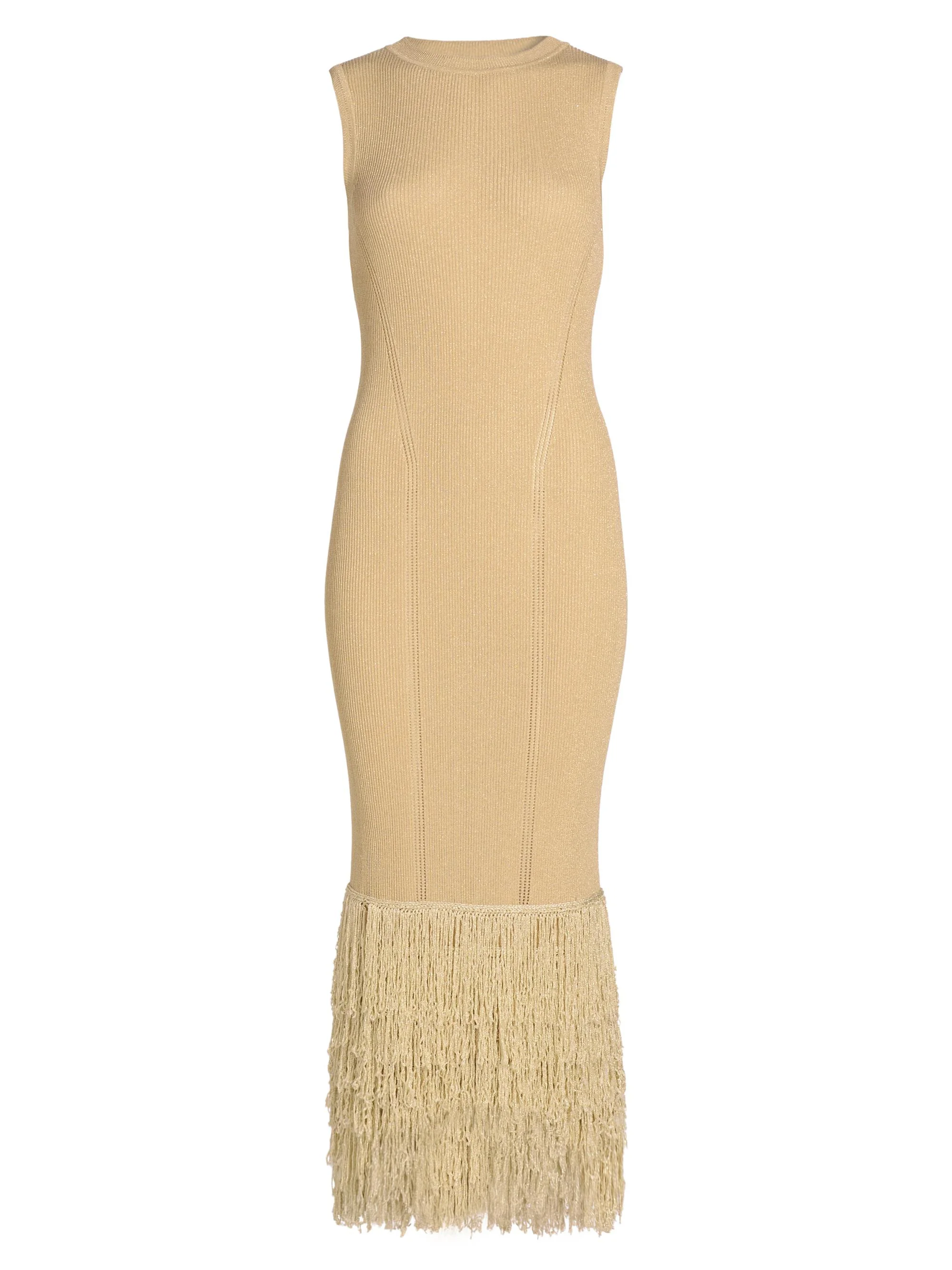 Women's Raz Metallic Fringed Midi-Dress - Gold - 1