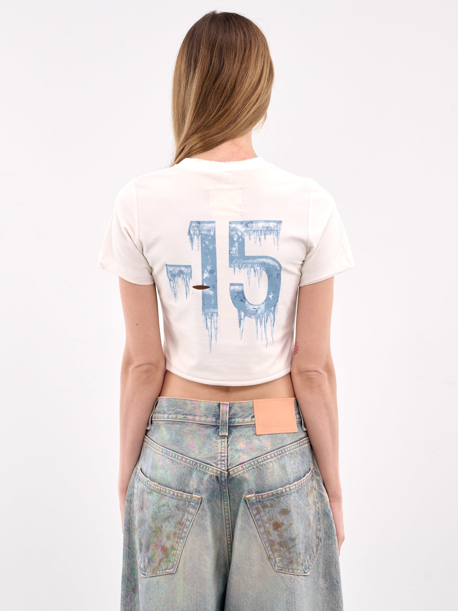 Distressed Graphic Crop Tee - 3