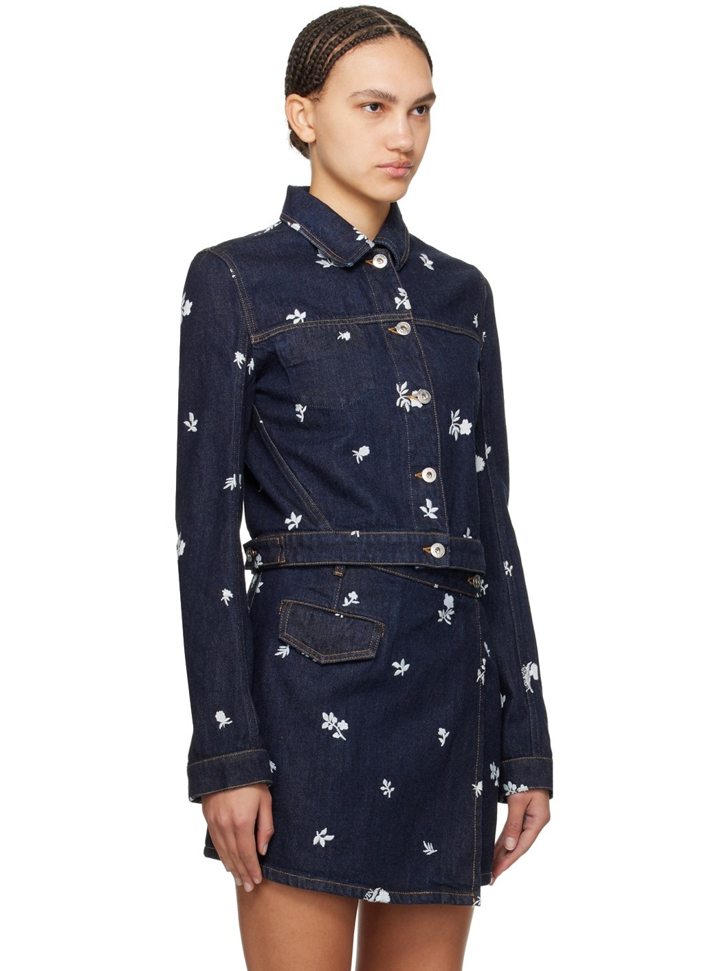 Navy Embroidered Denim Jacket - 2