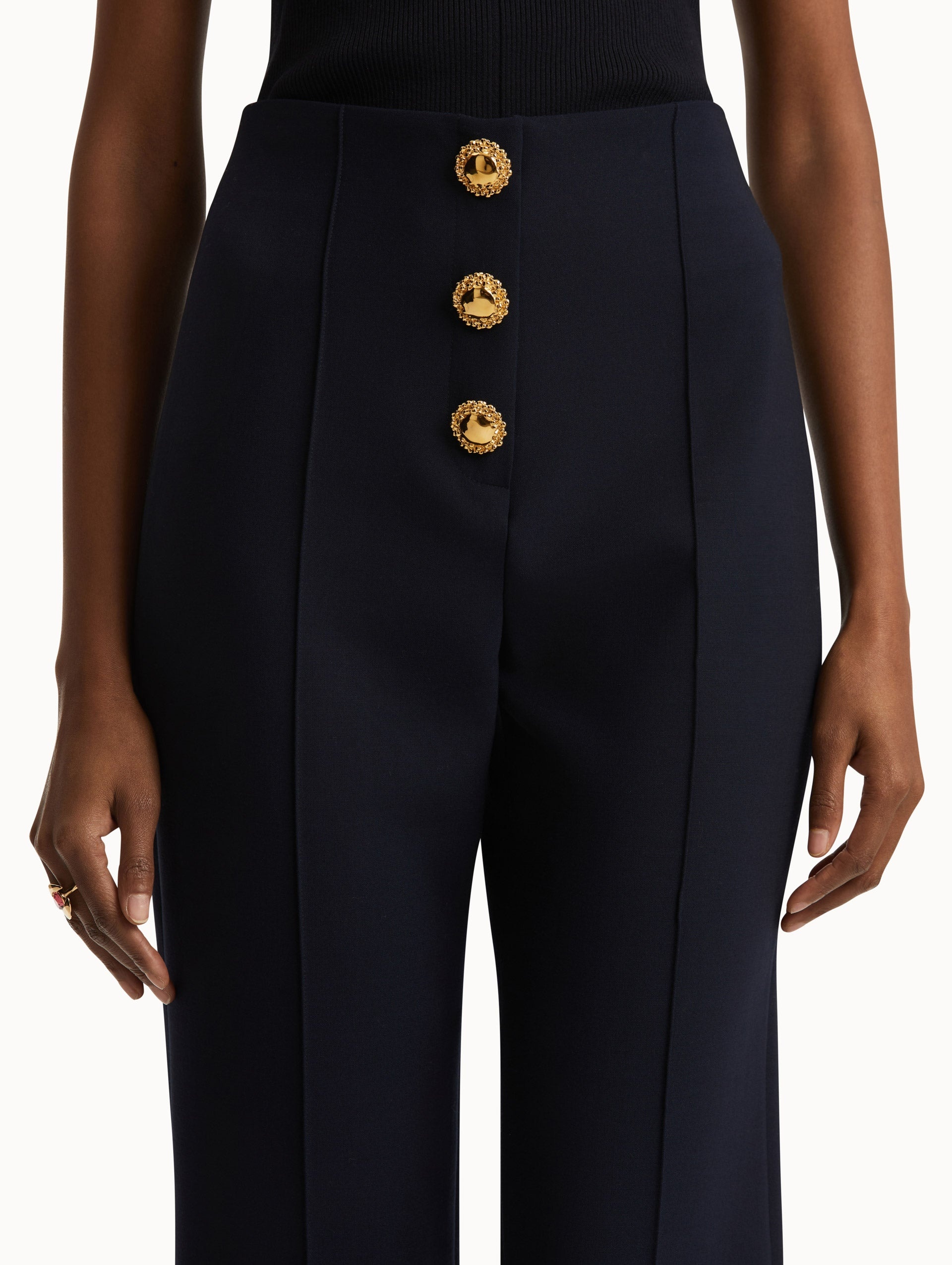 BUTTON-DETAILED WOOL PANT - 6
