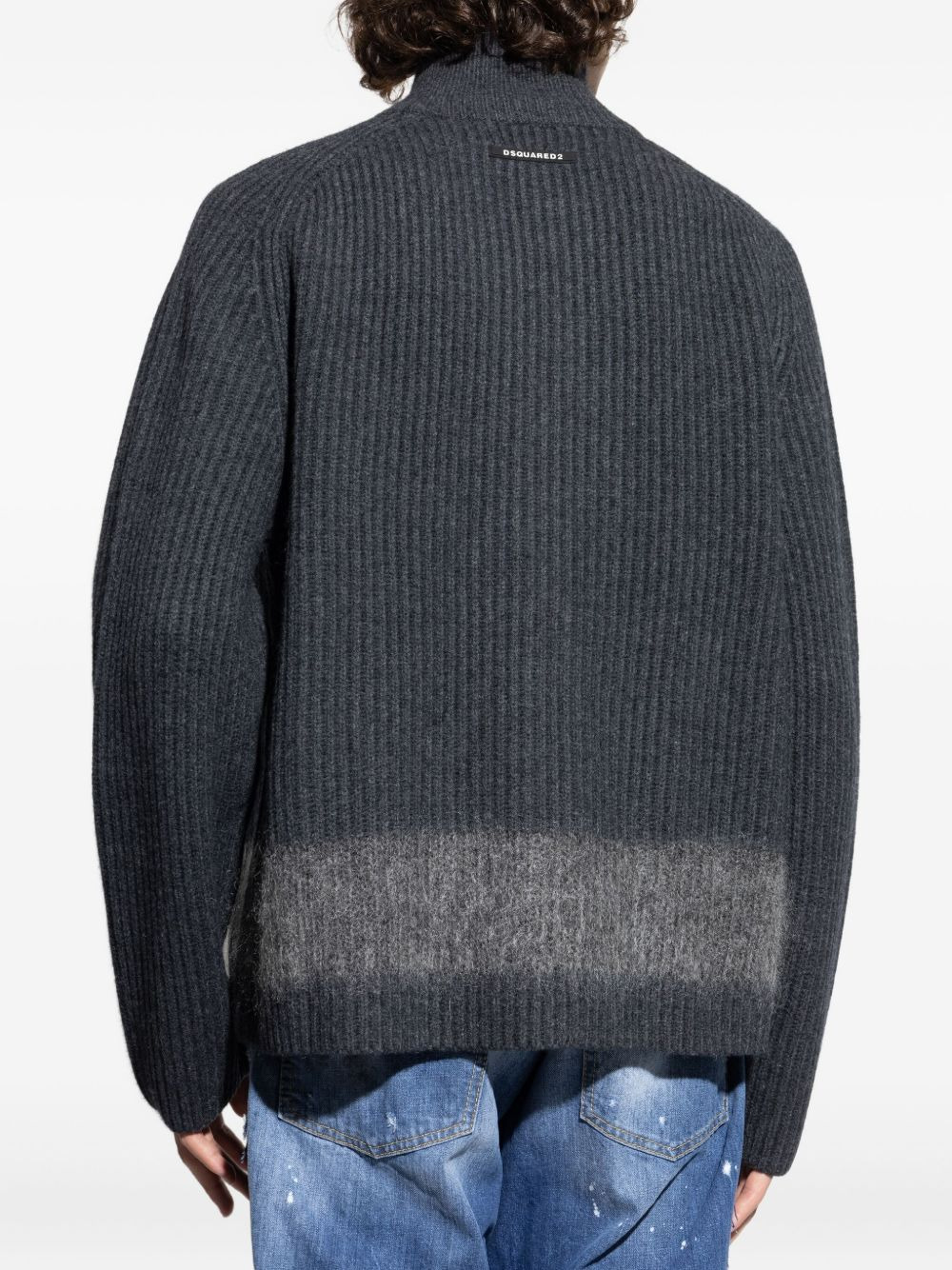 ribbed zip-up cardigan - 4