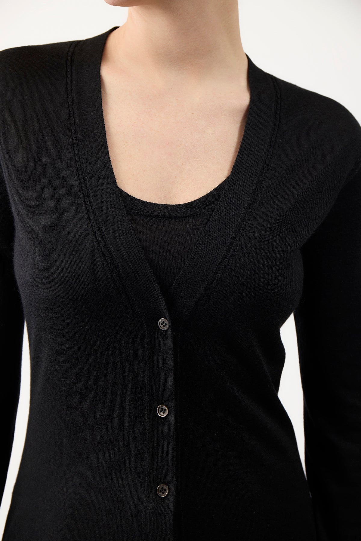 Tori Cardigan in Black Silk Cashmere - 5