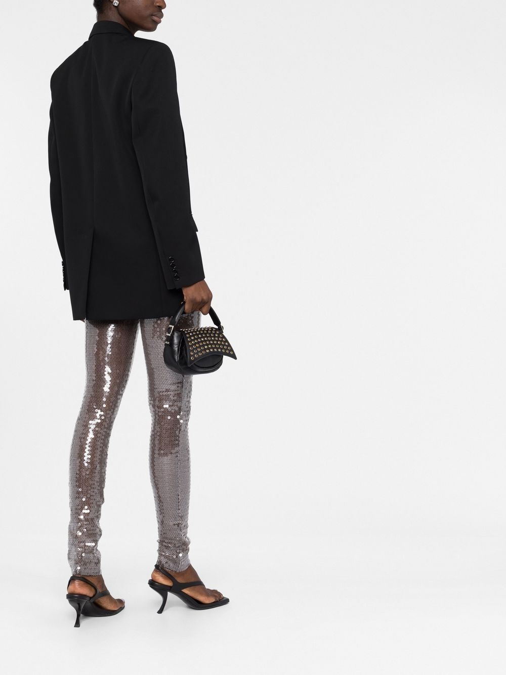 high-waist sequined leggings - 4