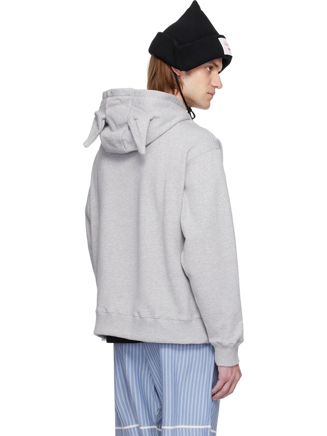 Gray Patch Ears Hoodie - 3