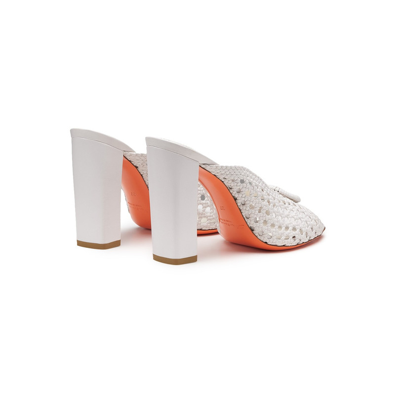 Women's white woven leather high-heel sandal 3