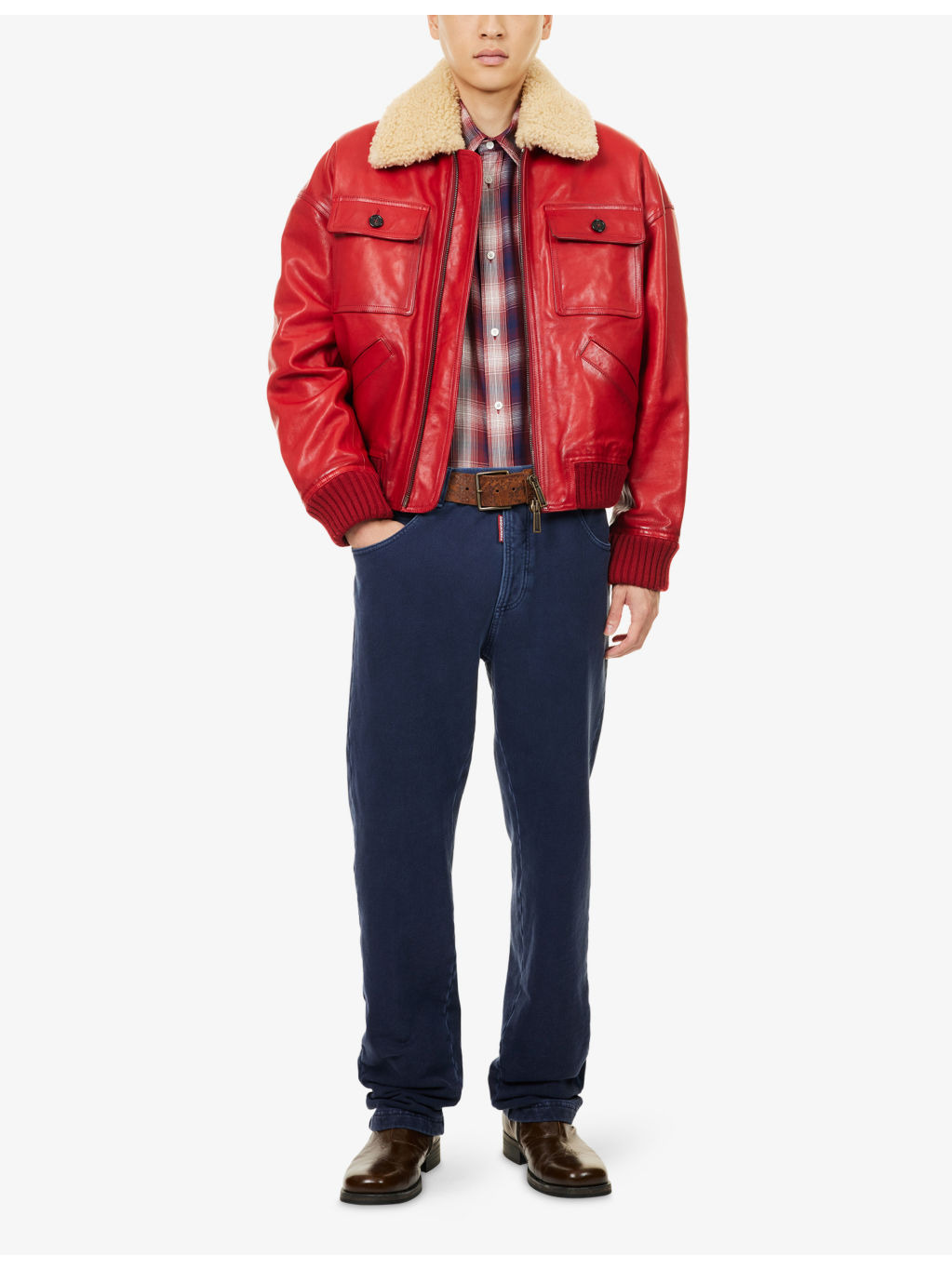 Faded-Wash Straight-Leg Denim Trousers - 2