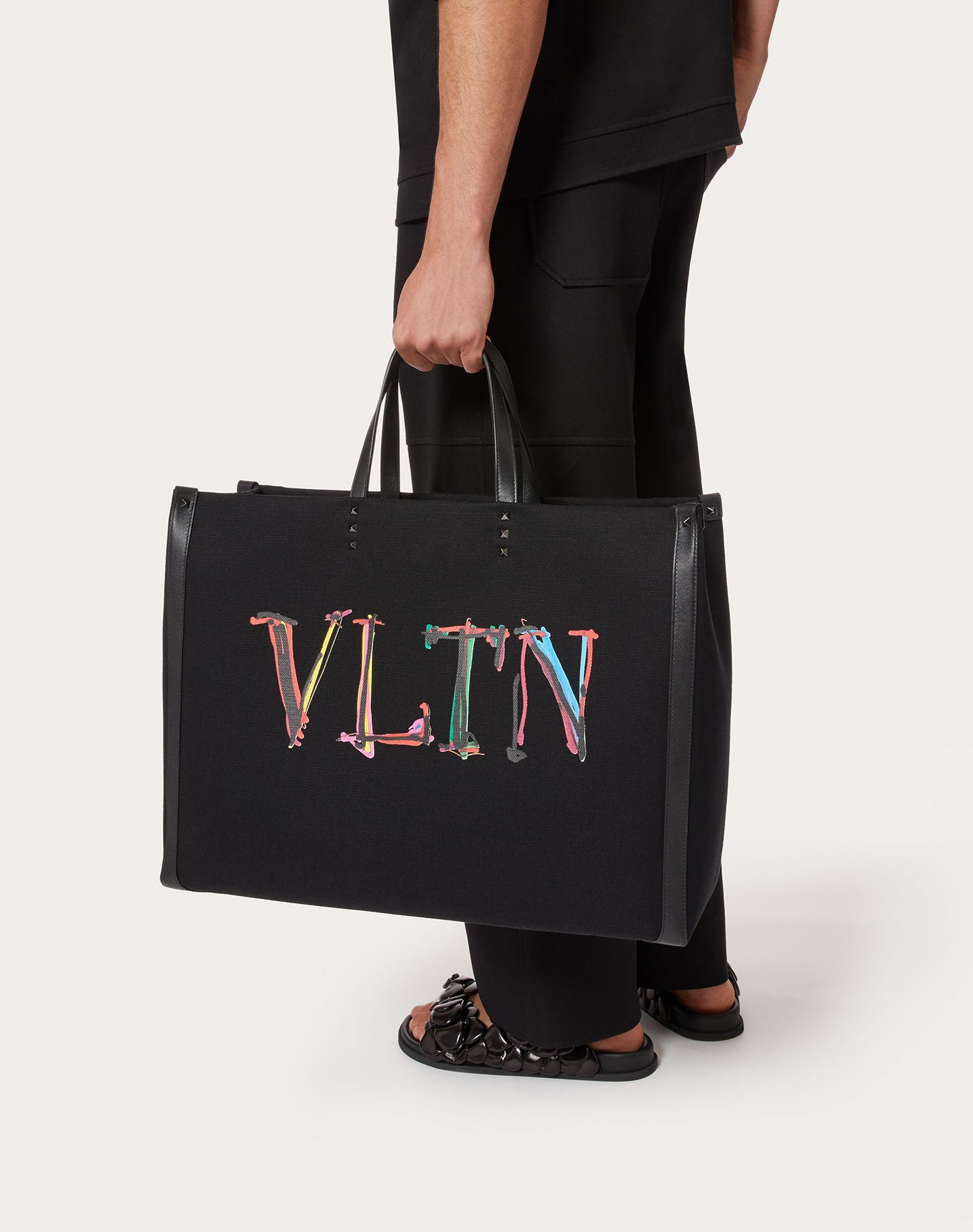 Large VLTN Graph Canvas Tote Bag - 6