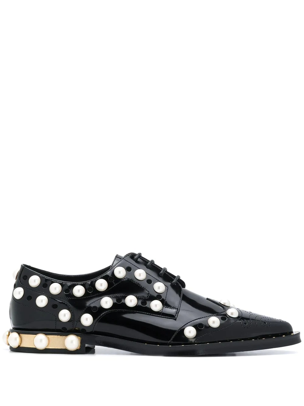 embellished perforated lace-up shoes - 1