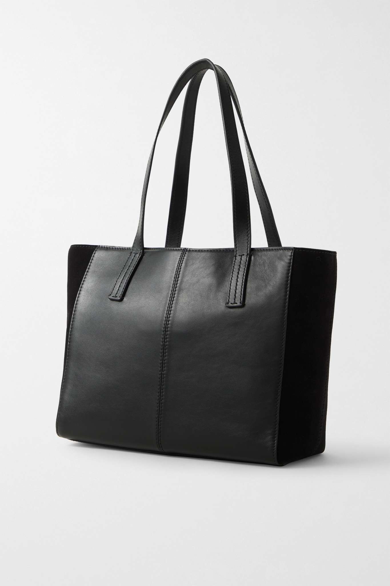 Tilda small whipstitched leather and suede tote - 3