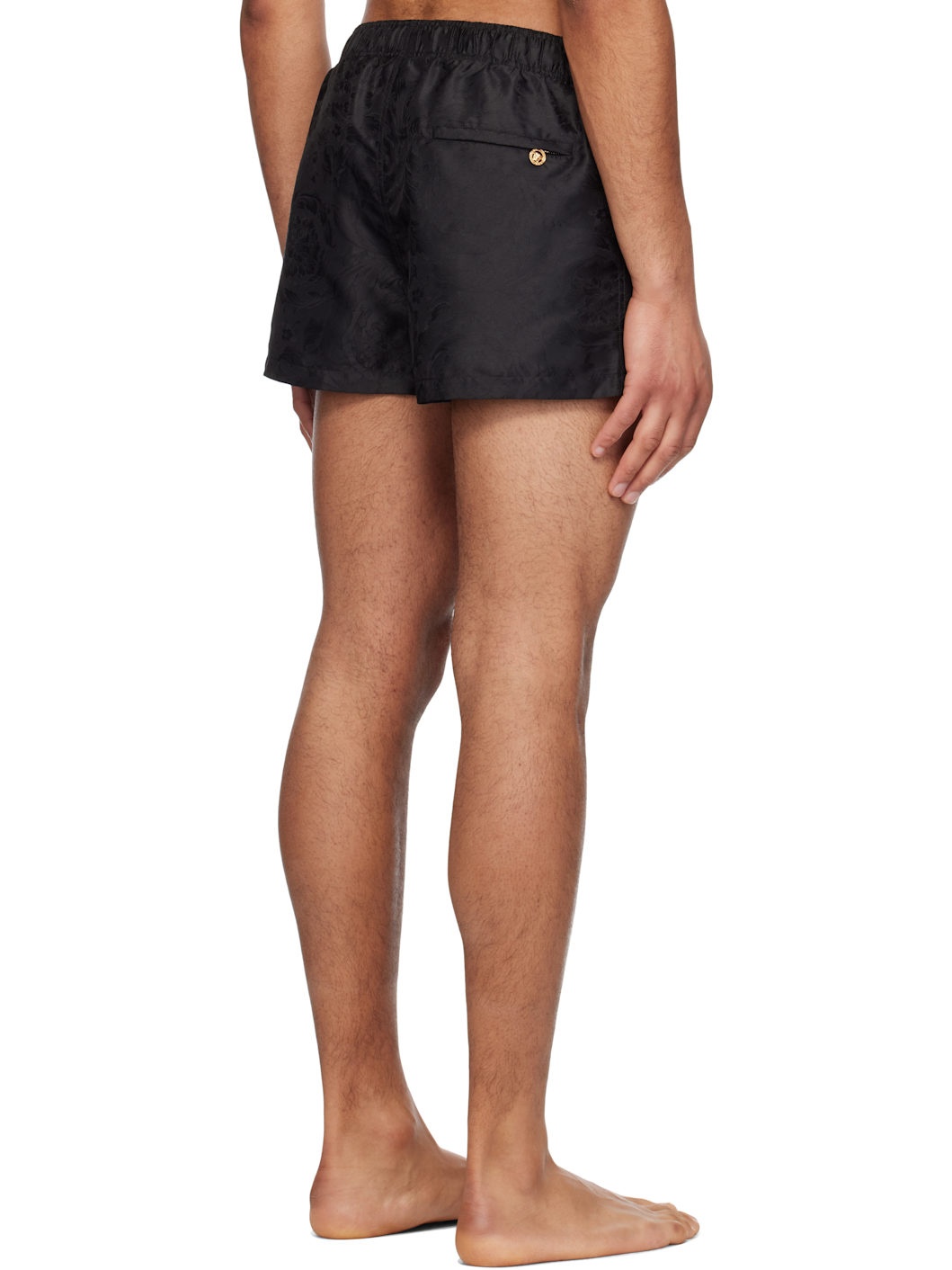 Black Barocco Jacquard Swim Shorts - 3