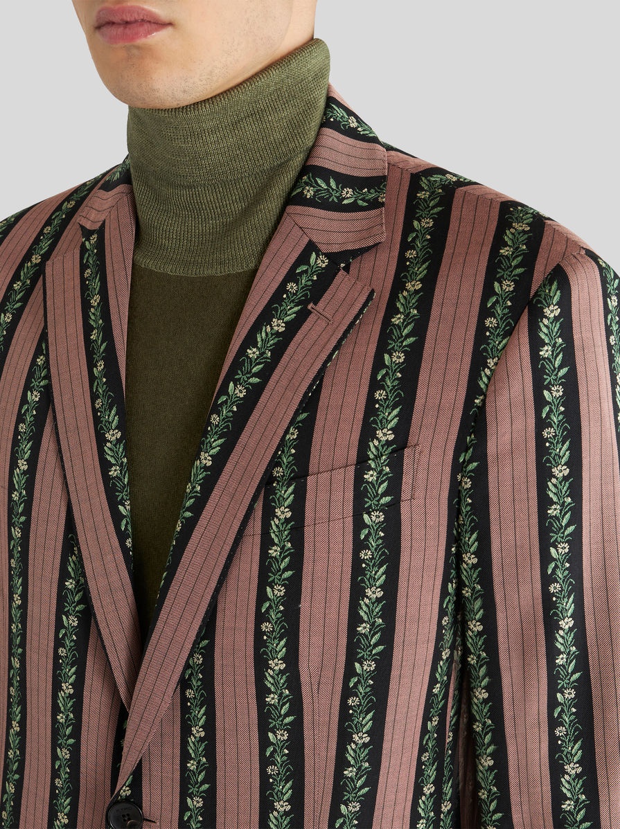 STRIPED FLORAL JACQUARD JACKET - 2