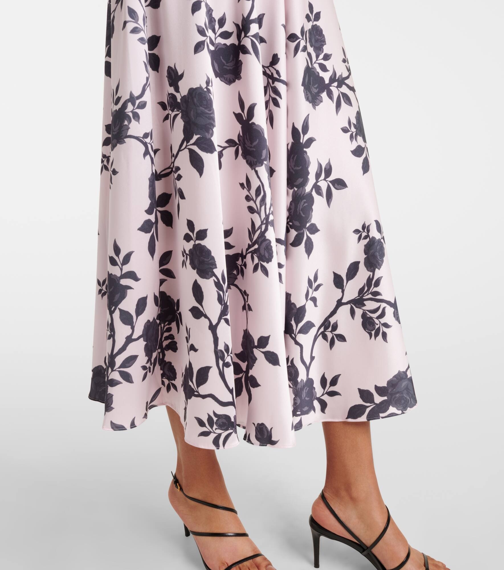Floral bow-detail satin midi dress - 5