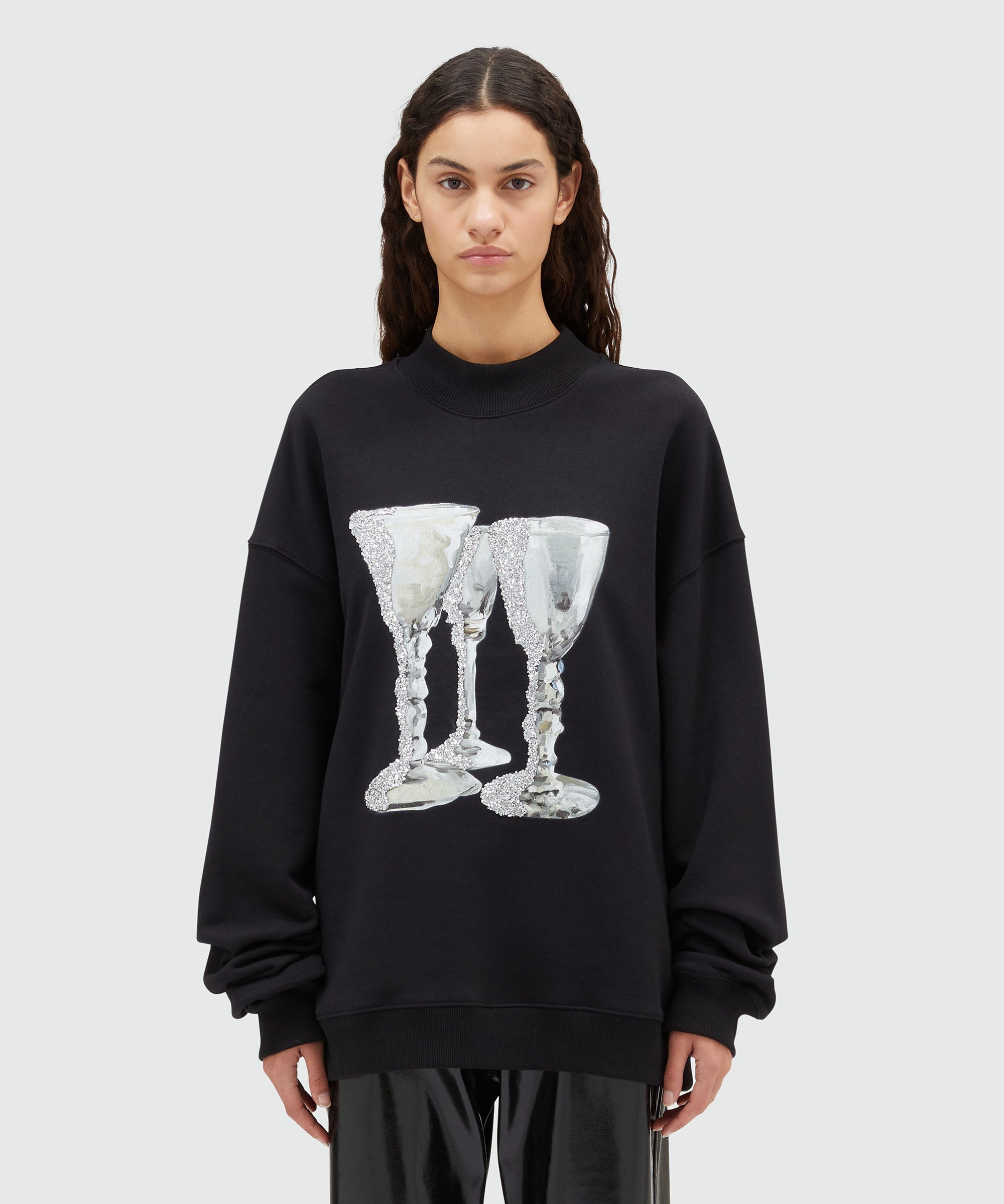 Jersey sweatshirt with "Glasses" print - 2