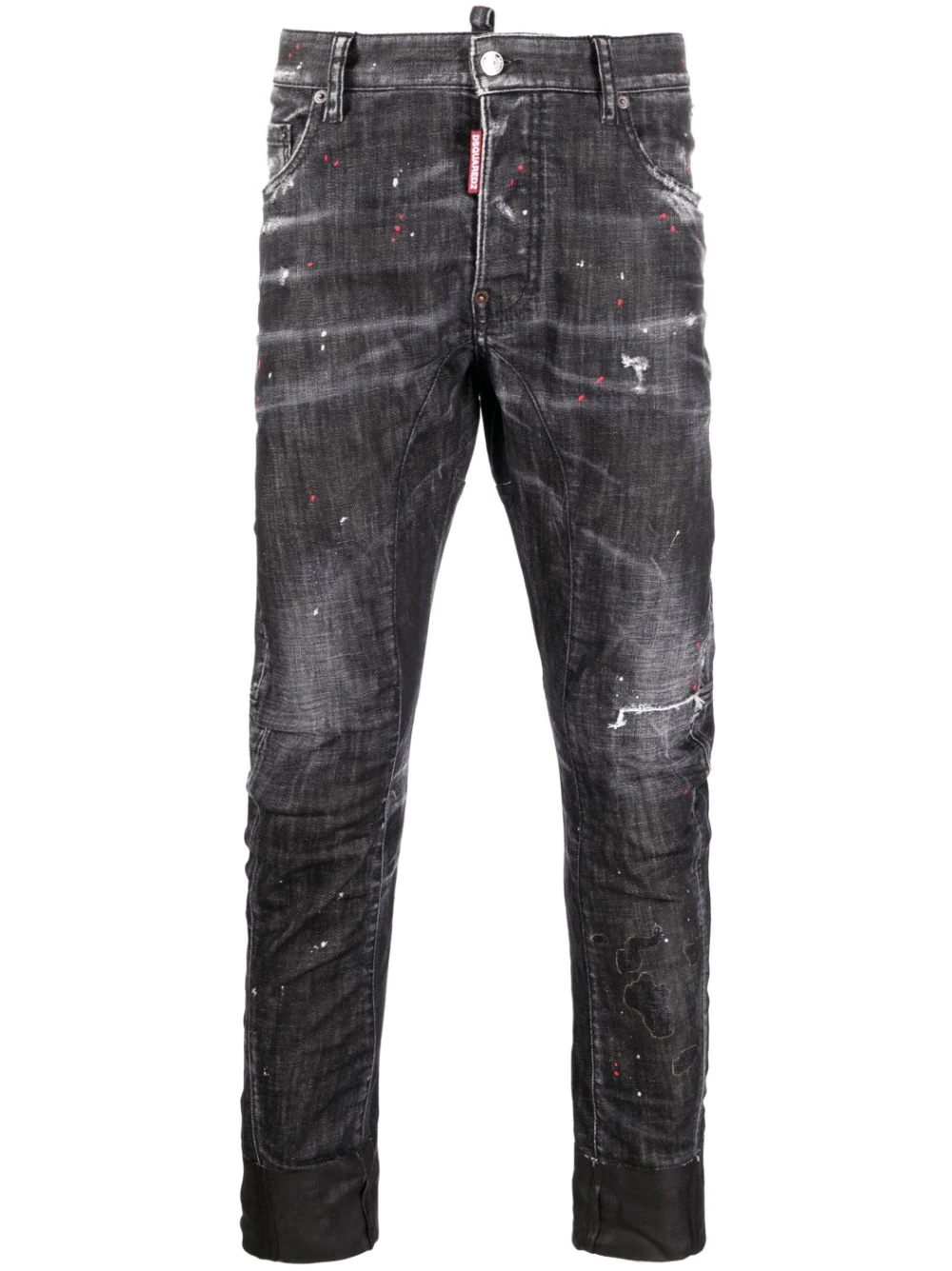 distressed straight-leg jeans - 1