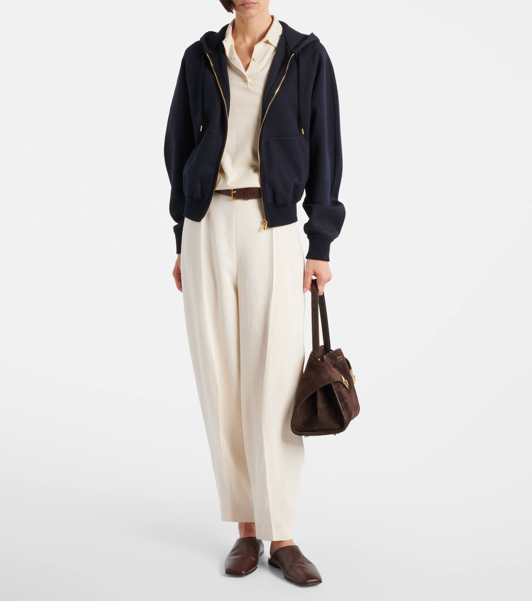 Viera cotton, silk, and cashmere fleece hoodie - 2