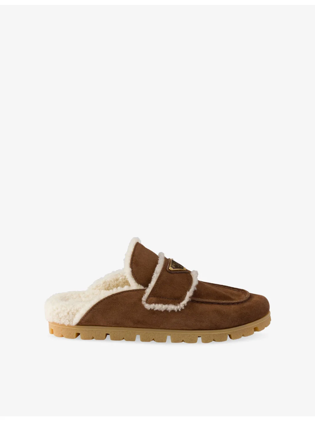 Brand-Plaque Suede And Shearling Mules - 1