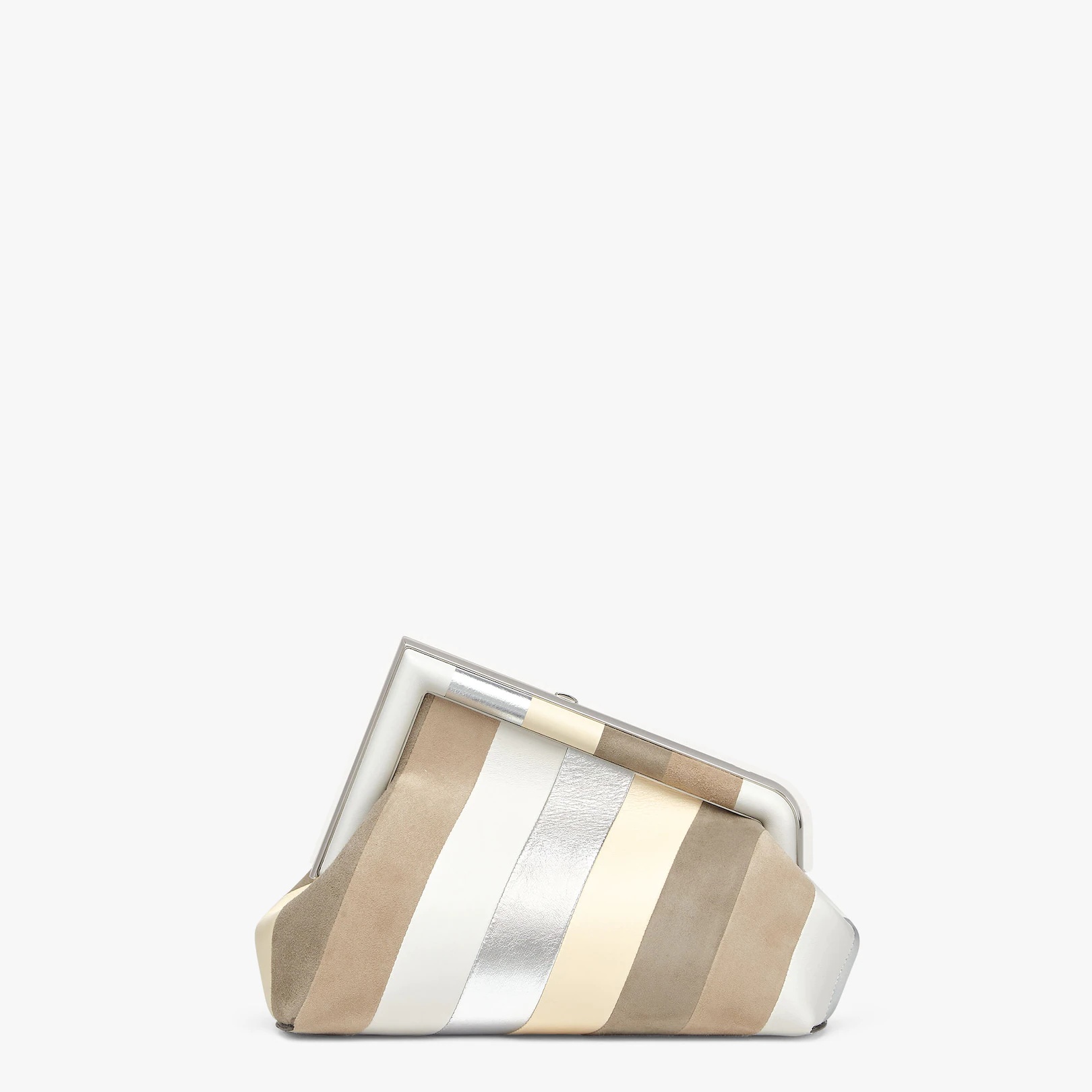 Small Fendi First bag produced by inlaying leather, laminated leather and suede by hand to create a  - 3