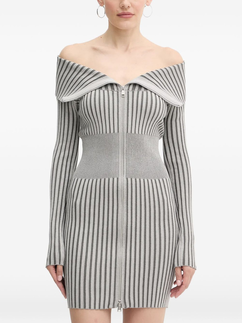 striped zip-fastening mini dress 1