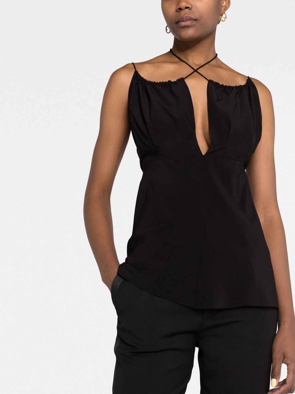 tie-fastening sleeveless top - 5