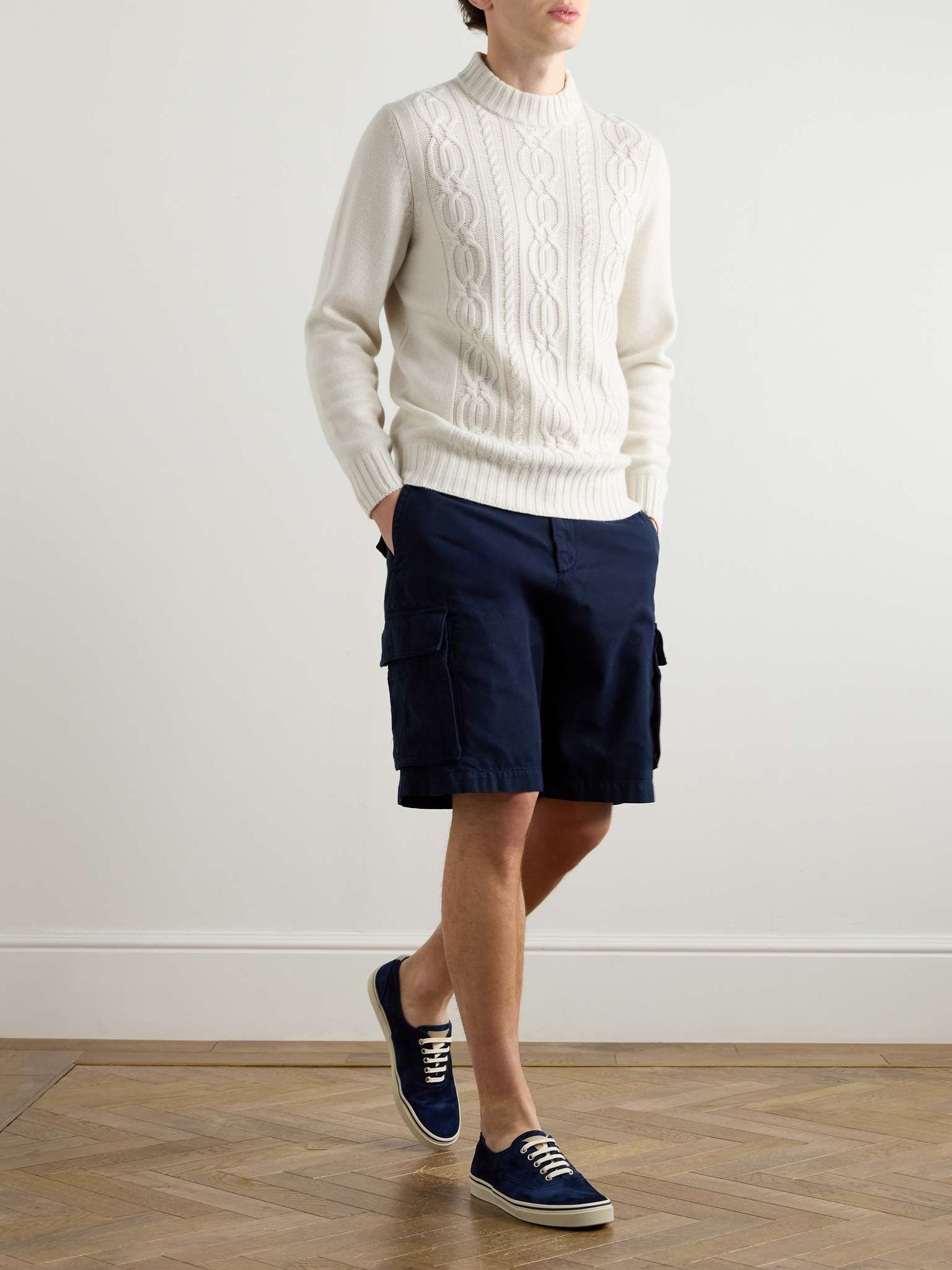 Cable-Knit Cashmere Mock-Neck Sweater - 2
