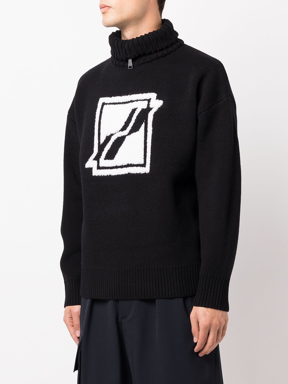 logo-intarsia roll-neck jumper - 4